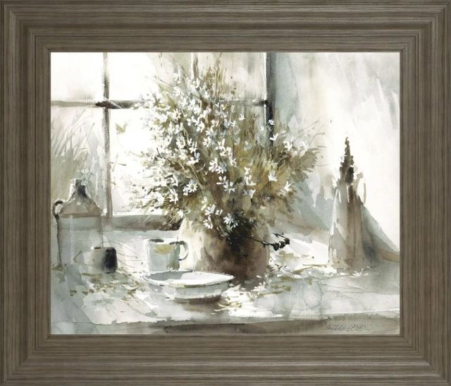 Classy Art Beige/White Daisy Still Life by George Bjorkland Wall Art-0