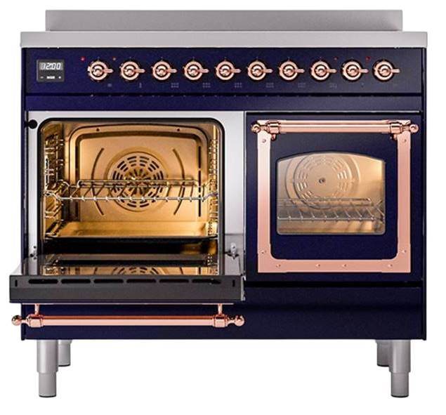 Ilve® Nostalgie II Noblesse 40'' Midnight Blue Pro Style Induction Range with Copper Trim-3