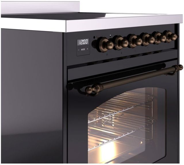 Ilve® Nostalgie II Series 30" Glossy Black Pro Style Induction Range-1