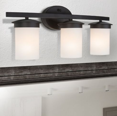 YHD Columbia Rock Oil Rubbed Bronze/White Opal 3-Light Vanity Lighting-1