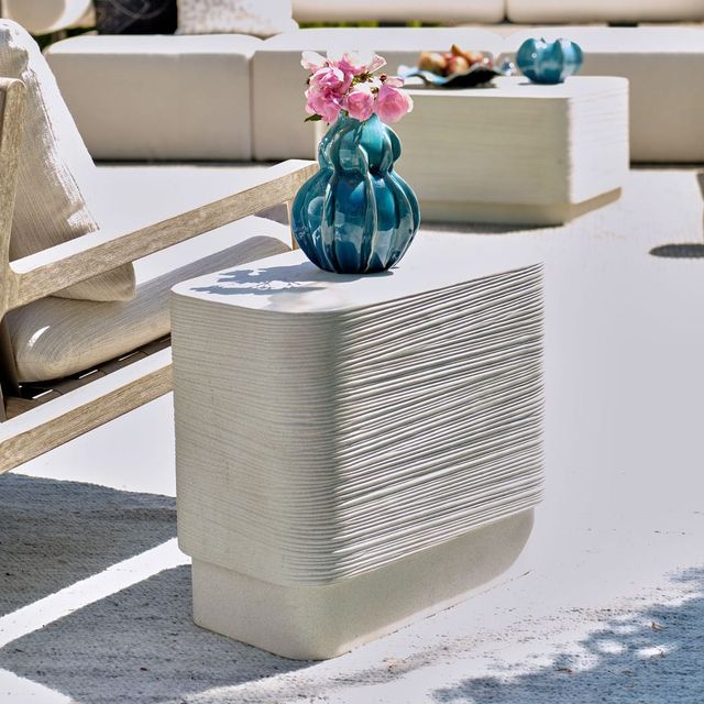 Uttermost® Saltwater White Concrete Indoor-Outdoor Side Table-1