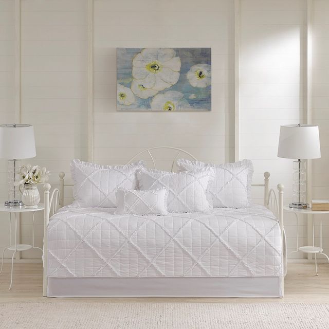 Olliix by Madison Park 6 Piece White Rosie Reversible Daybed Cover Set-1