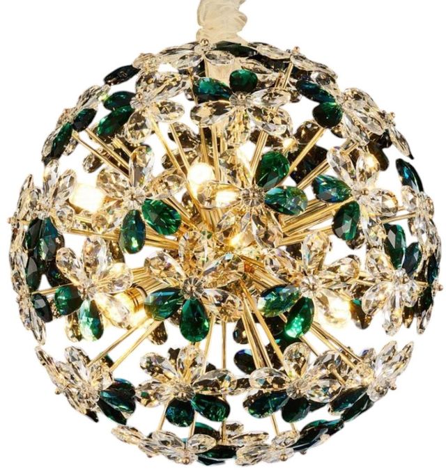 Michael Amini® Bouquet Emerald/Gold 16-Light Round Chandelier-0