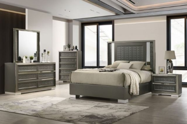 Furniture of America® Leyland 4-Piece Dark Gray Queen Bedroom Set-3