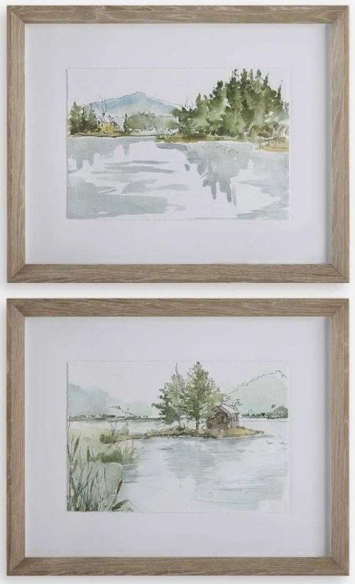 Uttermost® Serene 2-Piece Lake Framed Prints Set-0