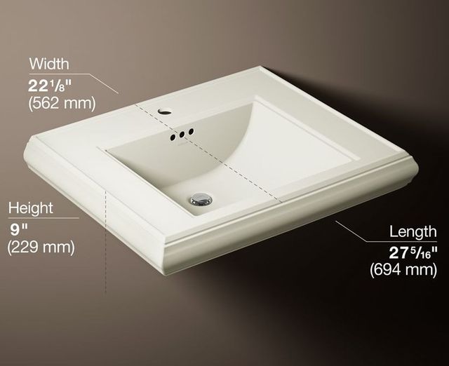 Kohler Memoirs® Biscuit 22" Pedestal/Console Table Bathroom Sink Basin with Single Faucet-Hole Drilling-3