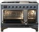 Ilve® Majestic III 48" Blue Gray Pro Style Dual Fuel Natural Gas Range with Solid Door and Burnished Trim-1