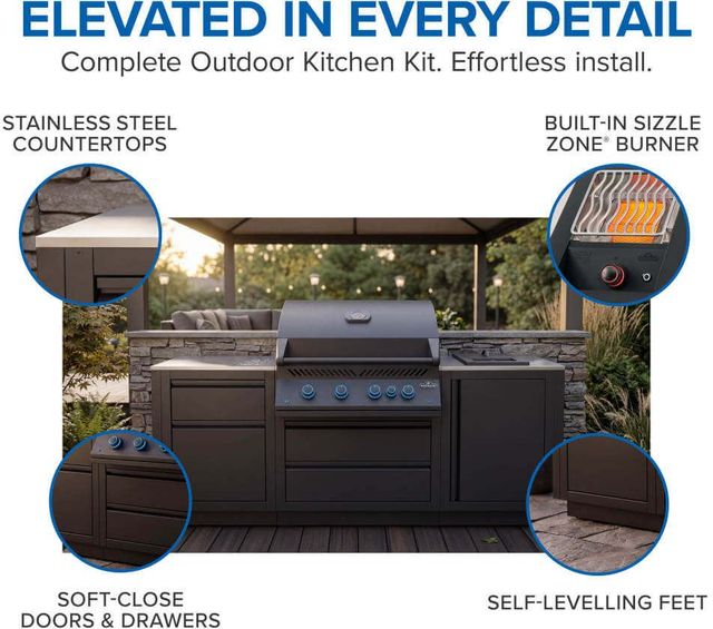 Napoleon OASIS® 700 Series 32" Matte Black Built-In Liquid Propane Outdoor Kitchen Kit with Stainless Steel Countertops-2
