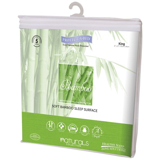Protect-A-Bed® Naturals White Bamboo Waterproof King Pillow Protector-3