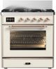 Ilve® Majestic III 30" Antique White Pro Style Dual Fuel Liquid Propane Range with Triple Glass Door and Copper Trim-0