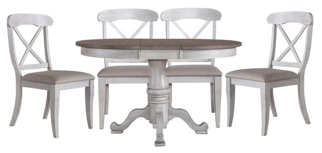 Liberty Furniture Ocean Isle 5-Piece Antique White/Weathered Pine Dining Set-0