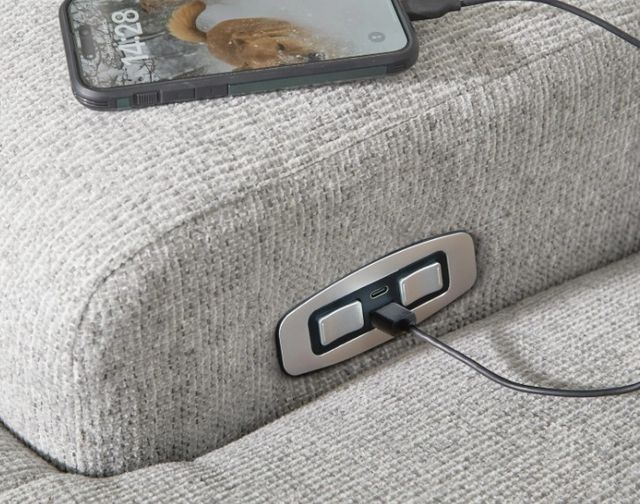 Signature Design by Ashley® Acklen Place 5-Piece Pewter Power Reclining L-Shape Sectional with Storage Console-2