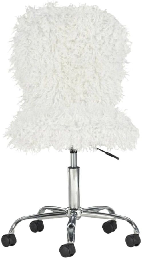 Linon Langford White Faux Flokati Office Chair-3
