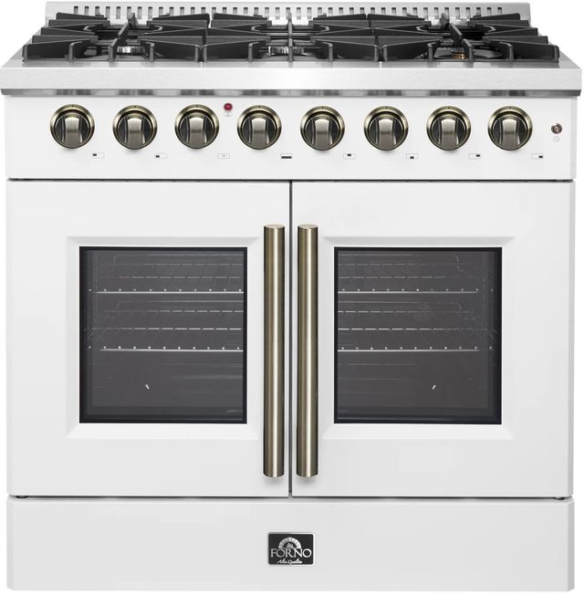 FORNO® Galiano 36" White Pro Style Dual Fuel Range-0