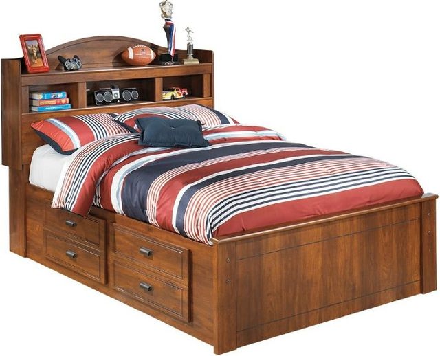 Signature Design by Ashley® Barchan 5-Piece Medium Brown Full Panel Bookcase Bed Set-1