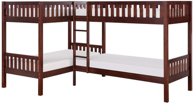 Mazin Furniture Rowe Dark Cherry Twin Corner Bunk Bed-0