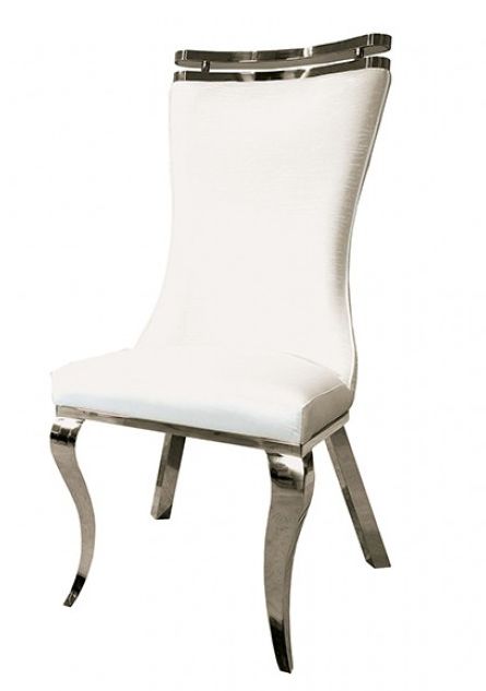 Furniture of America® Palazzo 7-Piece Chrome Dining Table Set with White Chairs-1