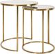Decor-Rest® Furniture LTD Bali 2-Piece Mirrored Top Nesting Side Table Set with Brushed Gold Base-0