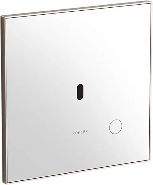 KOHLER® Mach Flex™ White/Vibrant Brushed Nickel Glass Faceplate for Concealed Touchless Toilet Flushometer, Dual-Flush (1.0 / 1.6 Gpf)-0