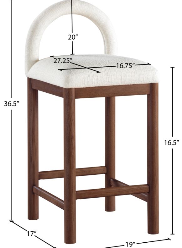 Meridian Furniture Conrad Brown/Cream Upholstered Counter Stool-2