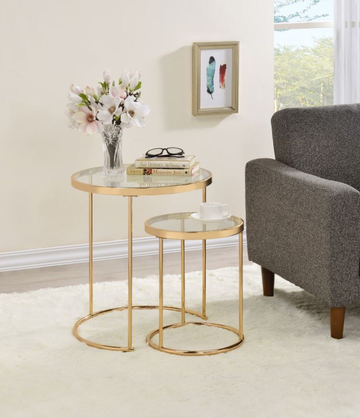 Coaster Maylin 2 Pc Round Glass Nesting Table