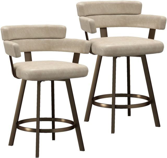 Worldwide Homefurnishings Inc. Oberon 2-Piece Aged Gold/Vintage Ivory Swivel Counter Stool Set-0
