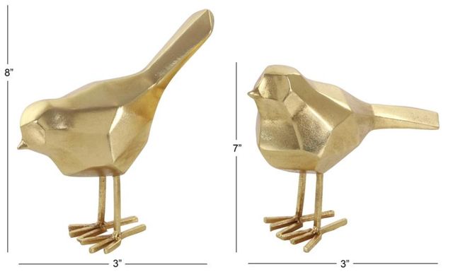 Deco Marche CosmoLiving by Cosmopolitan 2-Piece Gold Bird Sculpture Set-3