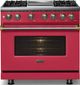 Viking® 5 Series 36" Valentine Pro Style Dual Fuel (LP) Range with Brushed Brass Trim-2