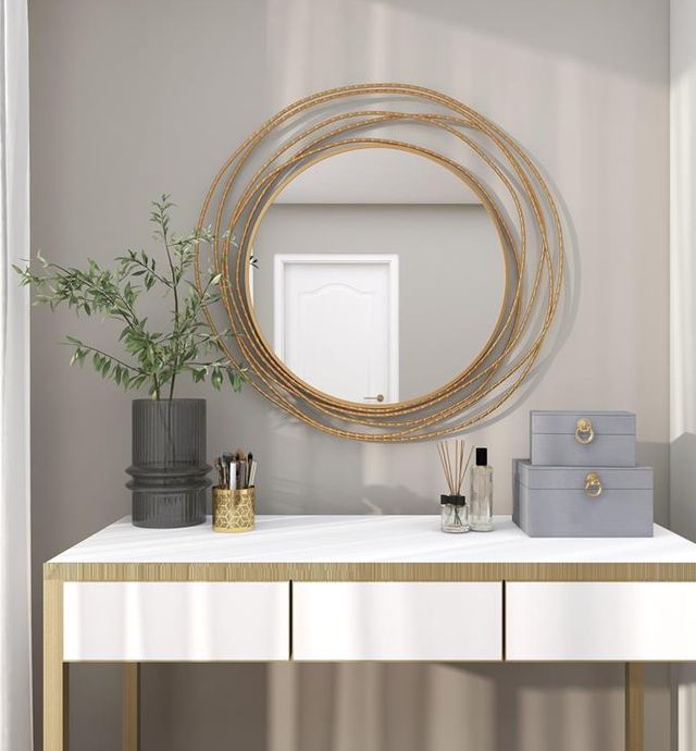 Deco Marche Gold Overlapping Ring Frame Wall Mirror-3