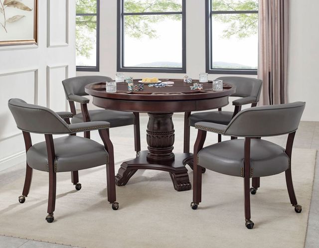Steve Silver Co. Tournament Cherry/Gray Arm Chair with Casters-3