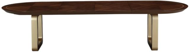 Michael Amini® Houston Walnut Oval Dining Table with Gold Base-2