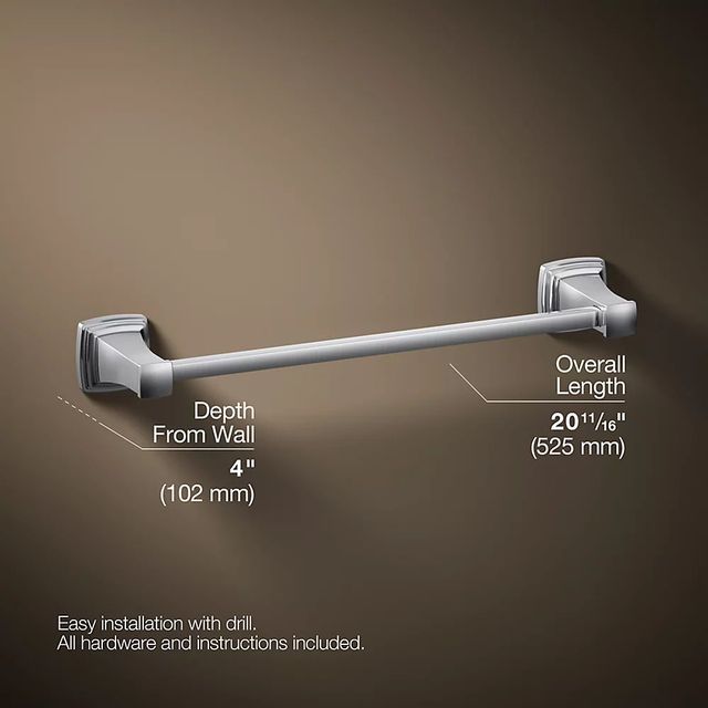 KOHLER® Riff® Polished Chrome 18" Towel Bar-2