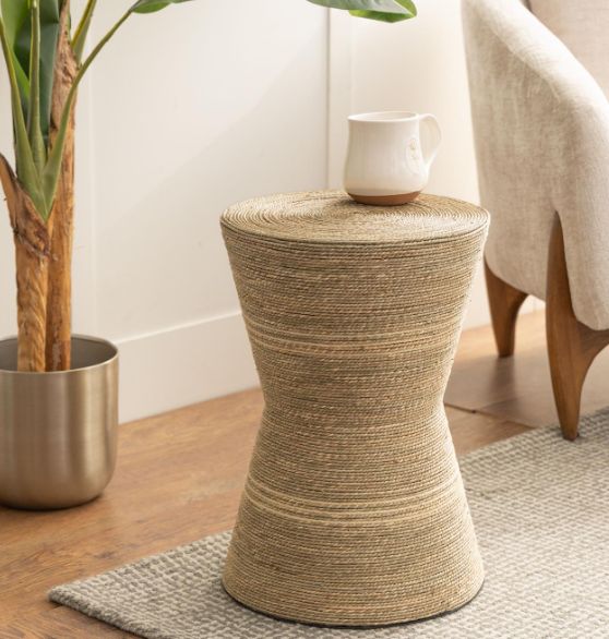 Deco Marche Brown Side End Accent Table with Hourglass Shape-1