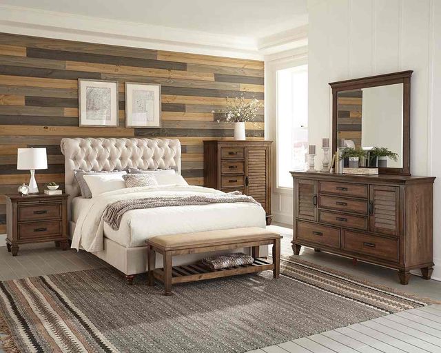 Coaster® Devon 5-Piece Beige/Burnished Oak Queen Bedroom Set-0