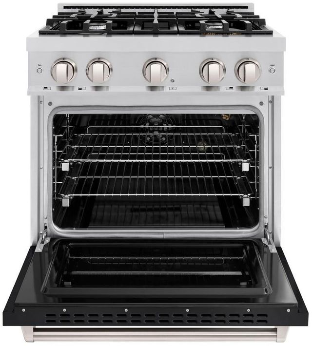 ZLINE Classic 30" Stainless Steel Pro Style Dual Fuel Range with Black Matte Door-1