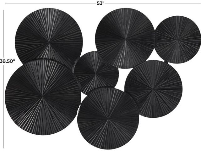 Deco Marche Black Wood Plate Carved Pinwheel White Wall Art-3