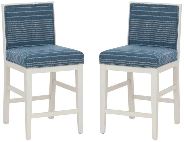 Linon Ramsey 2-Piece Blue Stripe/White Counter Stool-0