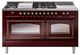 Ilve® Nostalgie II Noblesse 60'' Burgundy Pro Style Dual Fuel Range with Burnished Trim-0