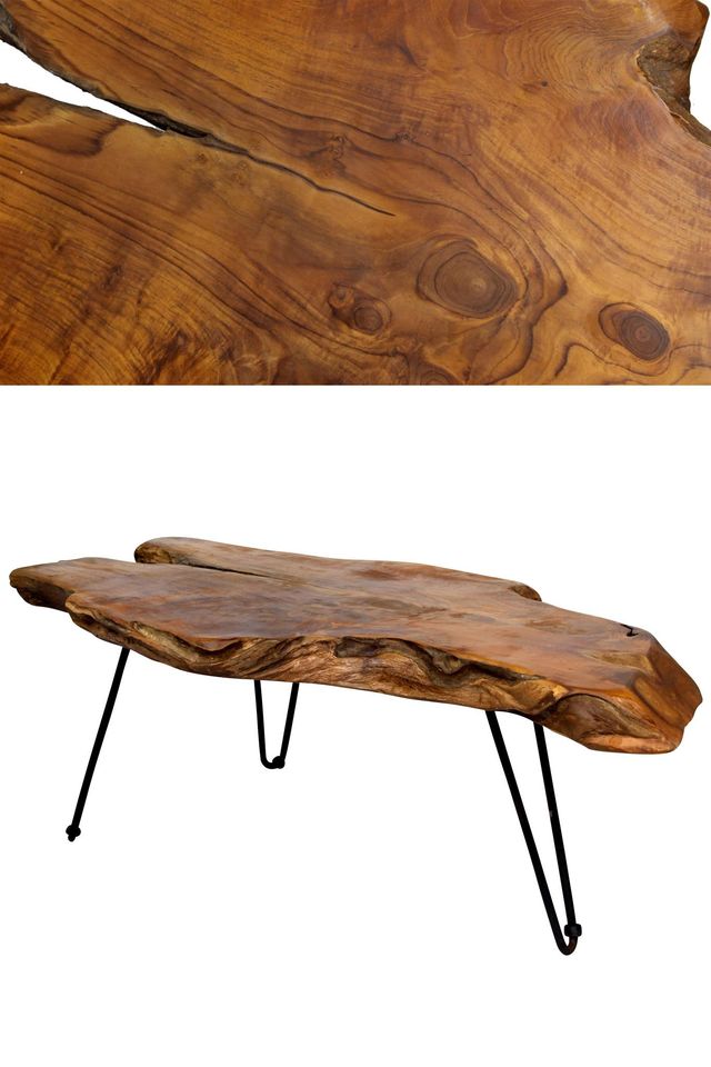 StyleCraft Natural Coffee Table with Black Base-1
