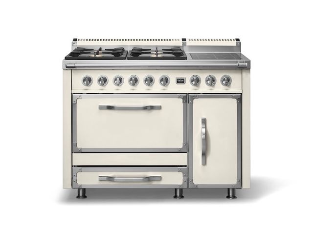 Viking® Tuscany 48" Pure White Pro Style Dual Fuel Range with 2 Induction-0
