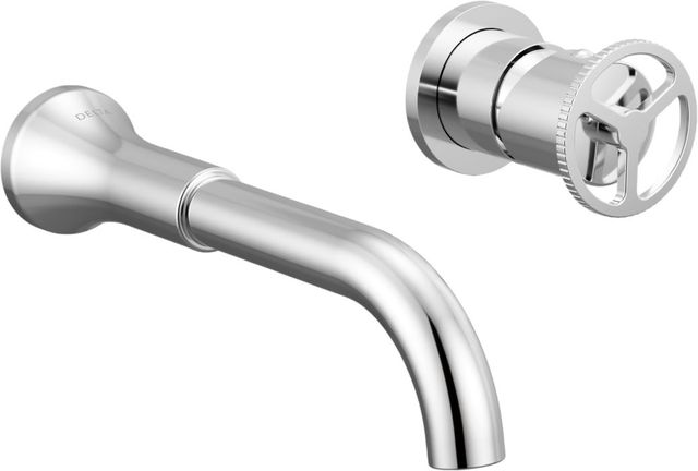 Delta Trinsic® Chrome Single Handle Wheel Wall Mount Bathroom Faucet Trim-0