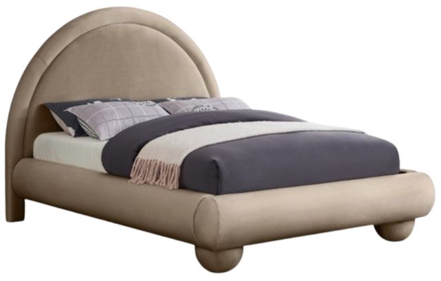 Meridian Furniture Madrid Taupe Velvet Full Upholstered Panel Bed-0