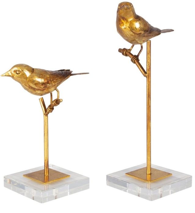 Uttermost® Passerines 2-Piece Gold Leaf Bird Figurines Set-3