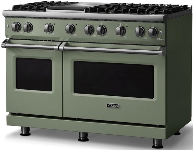 Viking® 5 Series 48" Eucalyptus Pro Style Gas (LP) Range with Polished Chrome Trim-2