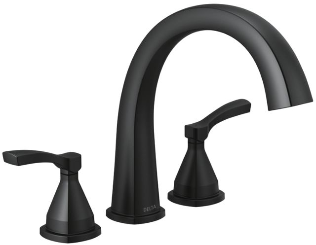 Delta Stryke® Matte Black Three Hole Roman Tub Trim-0