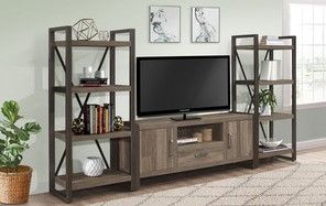Mazin Furniture Dogue Brown/Gunmetal 4-Shelf Bookcase-2