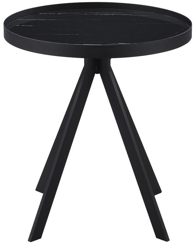 Coaster® Briggs Marble Printed Glass Top End Table with Black Base-2