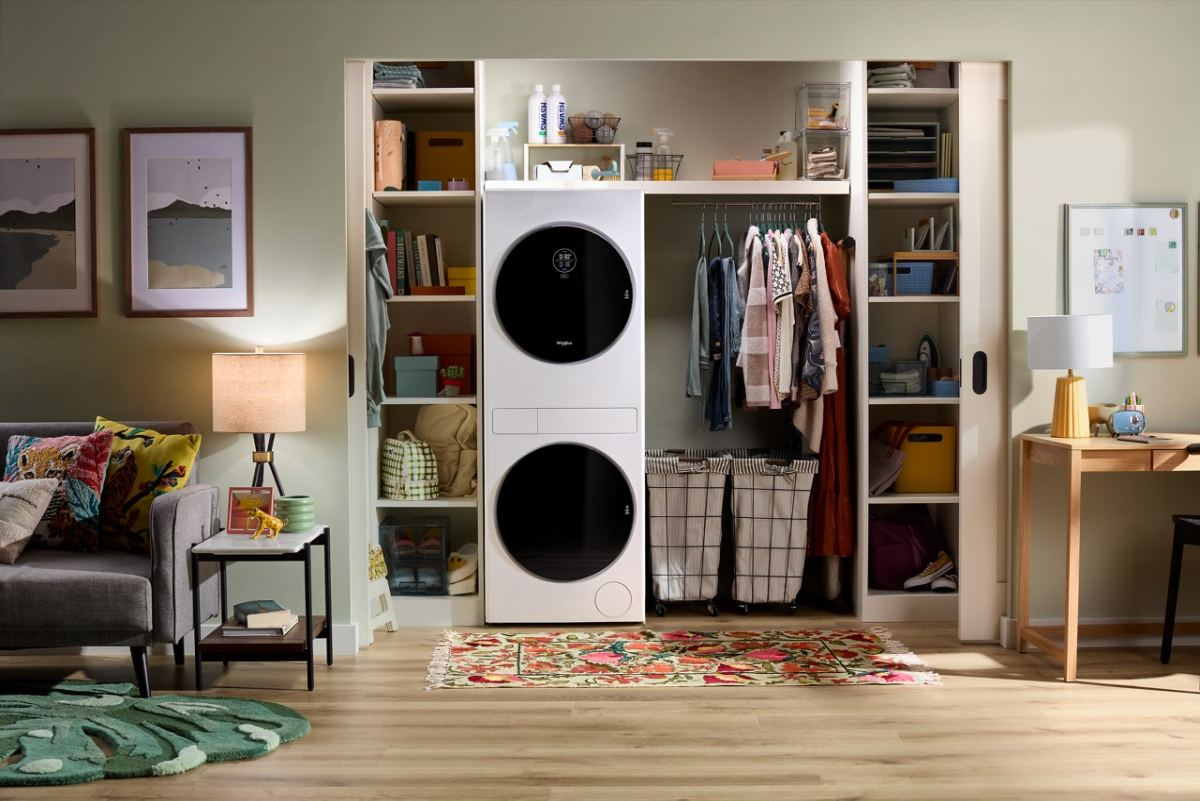 Washer and dryer stacked