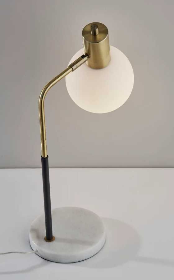 Adesso® Corbin Antique Brass/Black/White Desk Lamp-3