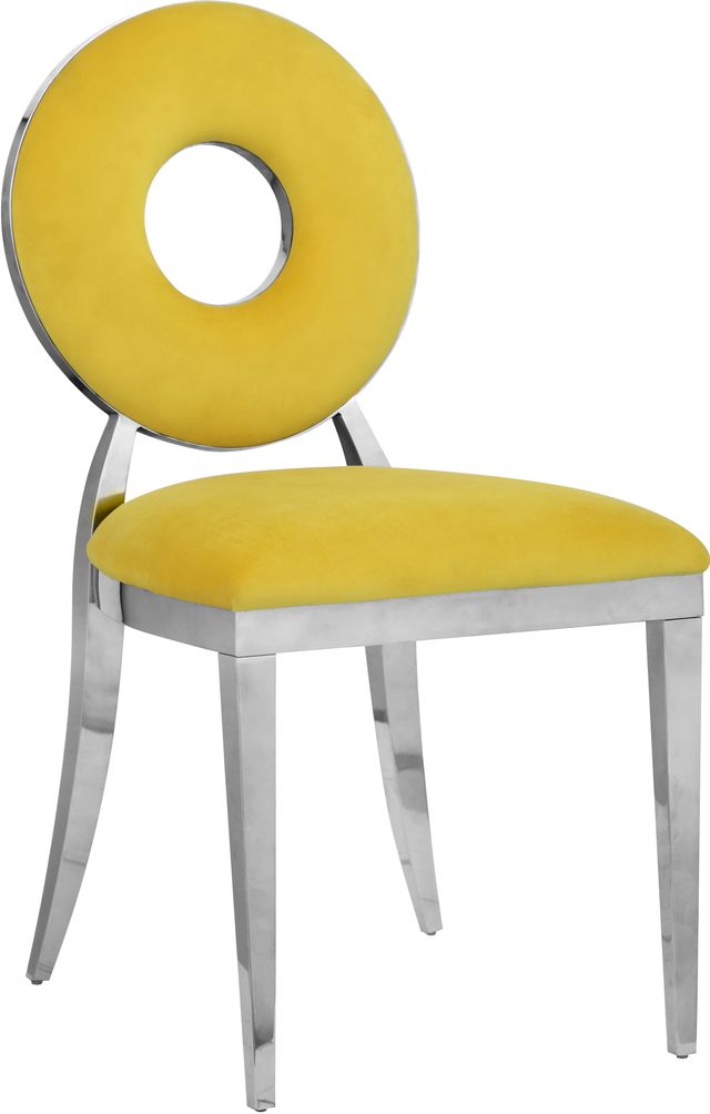 Meridian Furniture Carousel Yellow/Chrome Velvet Dining Chair-0